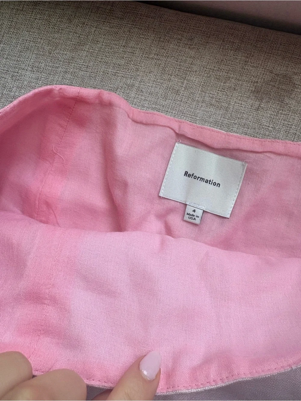 Reformation Avielle Linen two piece cherry blossom Mini Skirt and top set
